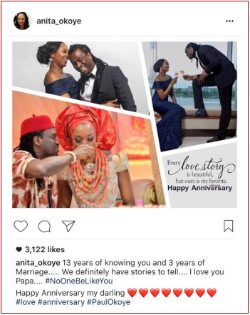 Paul Okoye, Psquare, wife Anita, 3 years wedding anniversary