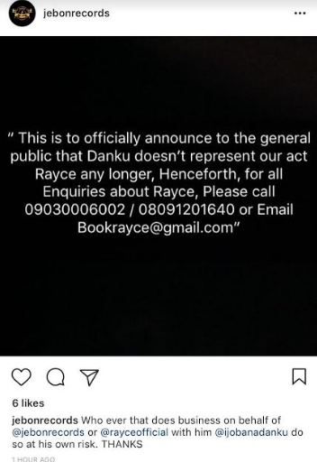 Singer Rayce babymama is a prostitute in Ilorin - Former manager, Danku blows hot after split