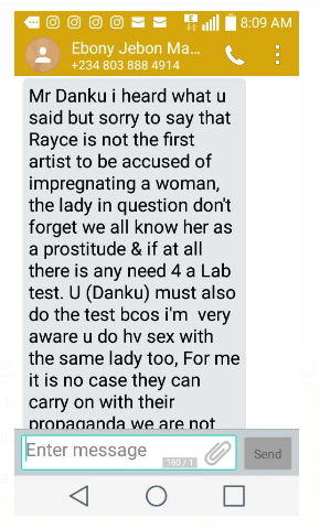 Singer Rayce babymama is a prostitute in Ilorin - Former manager, Danku blows hot after split