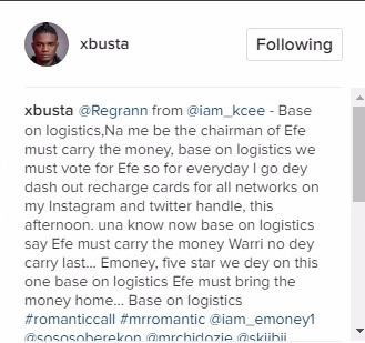 Kcee gives out recharge cards to fans to vote for Big Brother Naija Efe 
