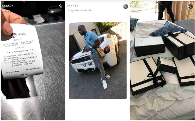 Davido splashes N1.6M on Gucci wears, shows off receipt
