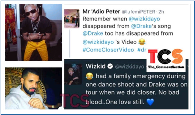 Wizkid explains why Drake didn't show up for Come Closer video
