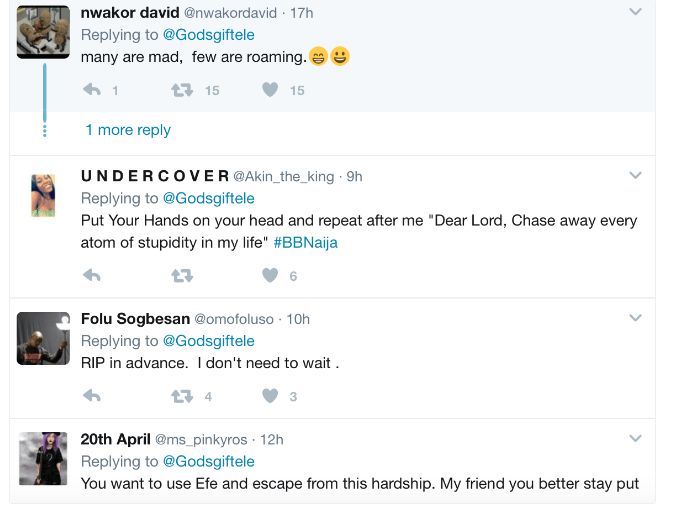 Nigerian lady says she will commit suicide if Efe doesn't win Big Brother Naija N25m