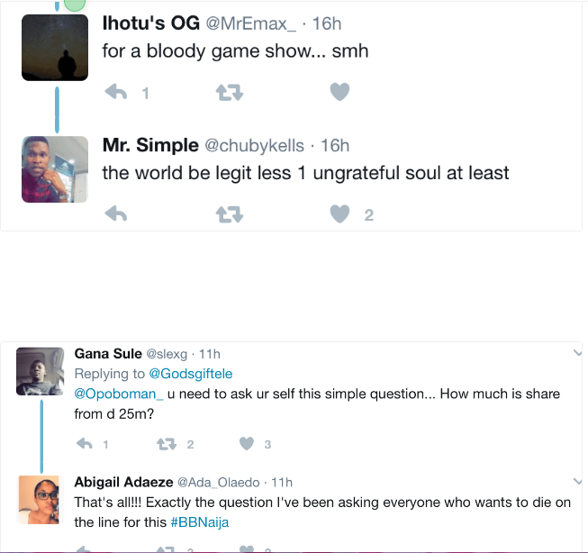 Nigerian lady says she will commit suicide if Efe doesn't win Big Brother Naija N25m