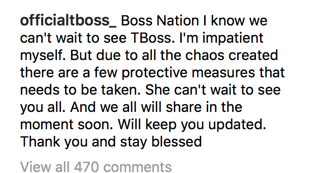 Family explains why fans can't see BBNaija Tboss yet