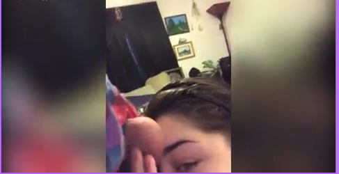 Lady uses boyfriend's scrotum to smoothen makeup