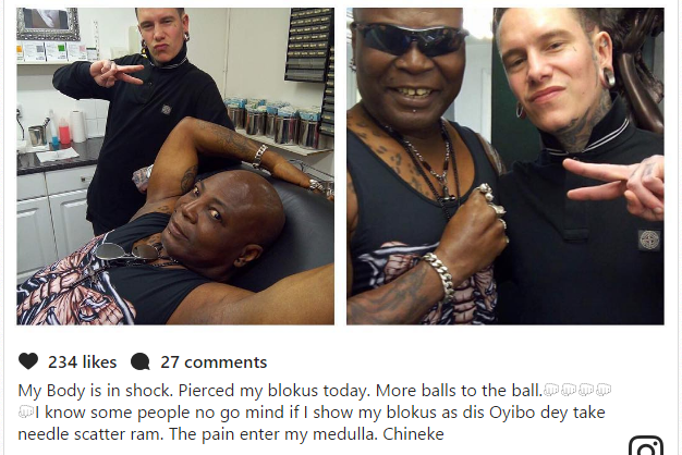 Charly Boy pierces his penis, testes, puts ring on it