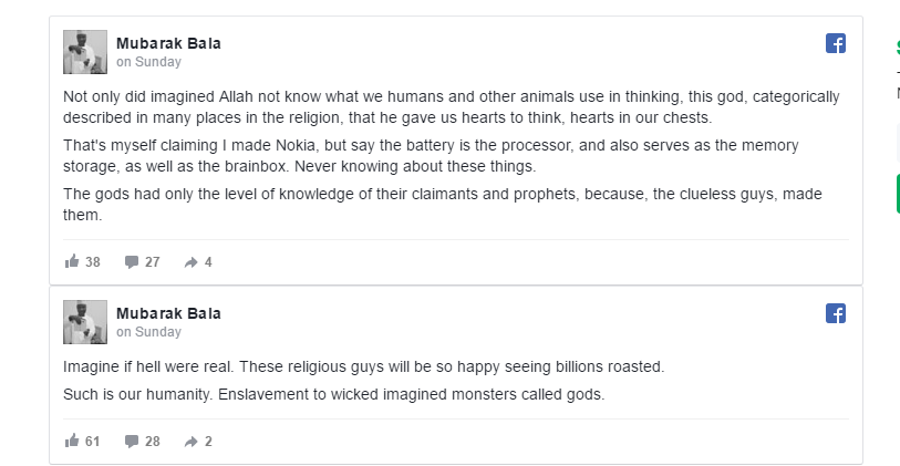 Allah is fake, no god exists, Nigerian man, Mubarak