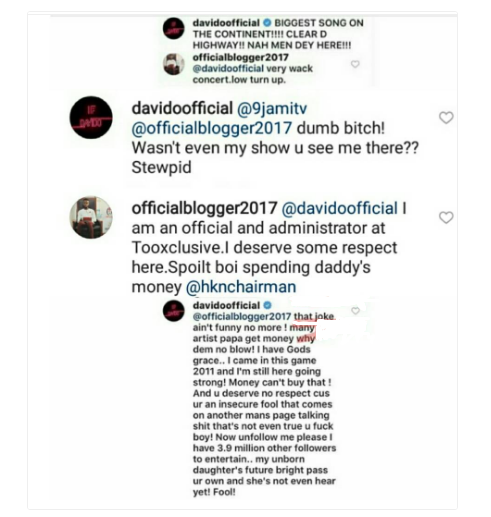 Davido slams Twitter follower with epic clap back