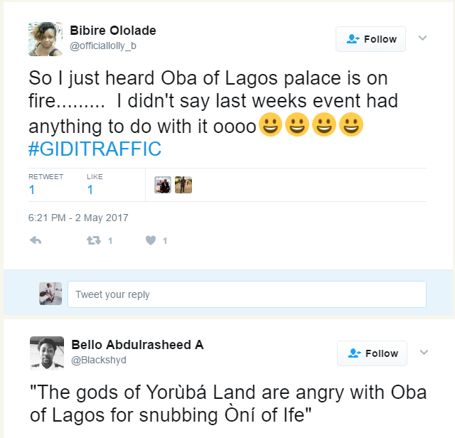 Nigerians react to Oba of Lagos palace fire incident