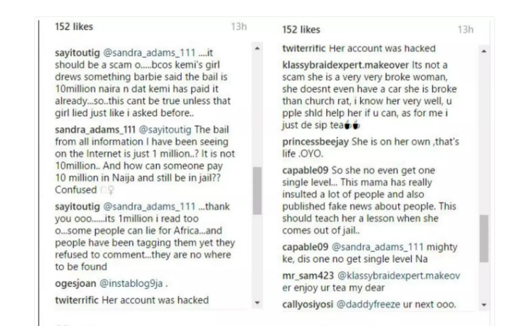 Nigerians slam ex-governor's daughter, Kemi Olunloyo for begging money on Instagram