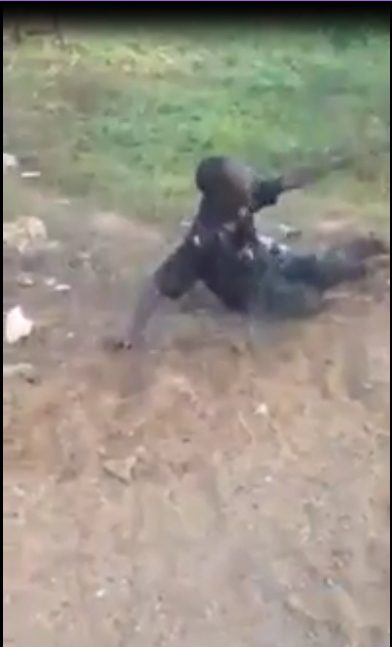 See how drunk police officer 'in uniform' rolled on muddy floor