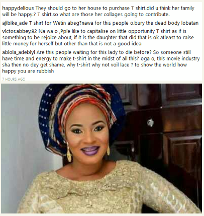 Nigerians slam burial committee for selling T shirts for Moji Olaiya's burial