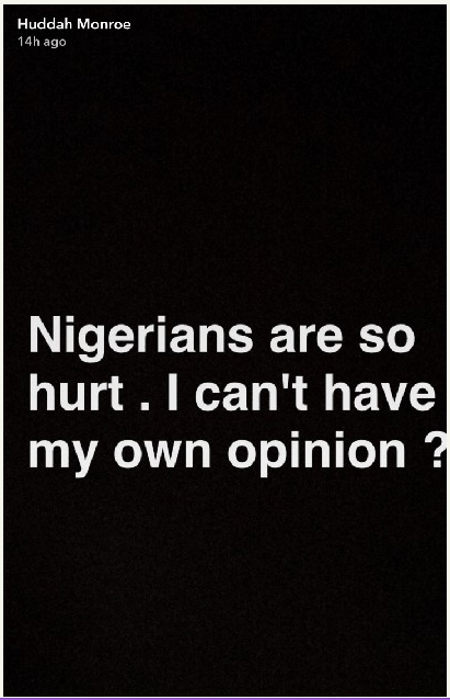 BBA Star, Huddah Monroe says 'God forbids I marry a Naija man