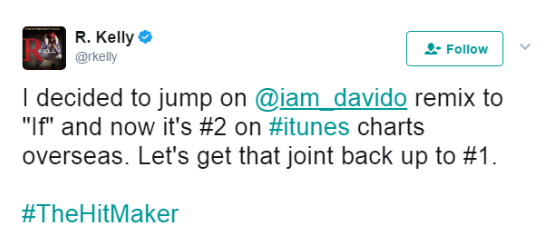 Between Davido, R. Kelly on itunes charts