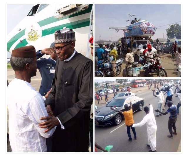 President Buhari arrives Aso Villa