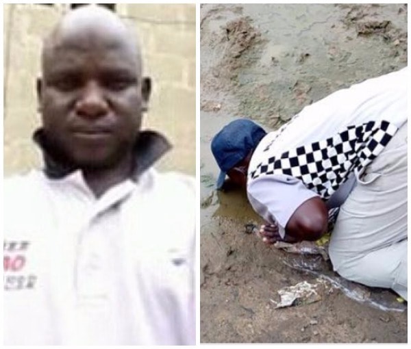 Nigerian man drinks mud water to fulfill vow he made over Buhari’s return