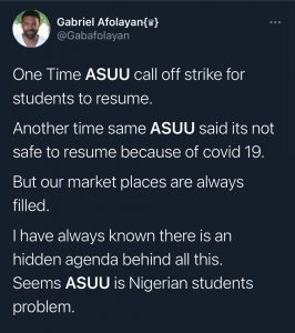 ASUU- Universities are unable to resume because of Covid