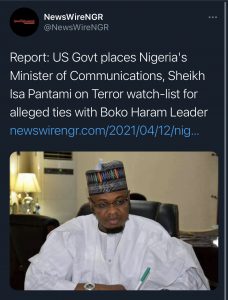 Is Isa Pantami on the US terrorist watchlist?