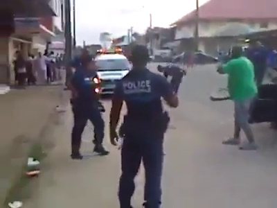 Insane Man Chases Police Officers With A Cutlass